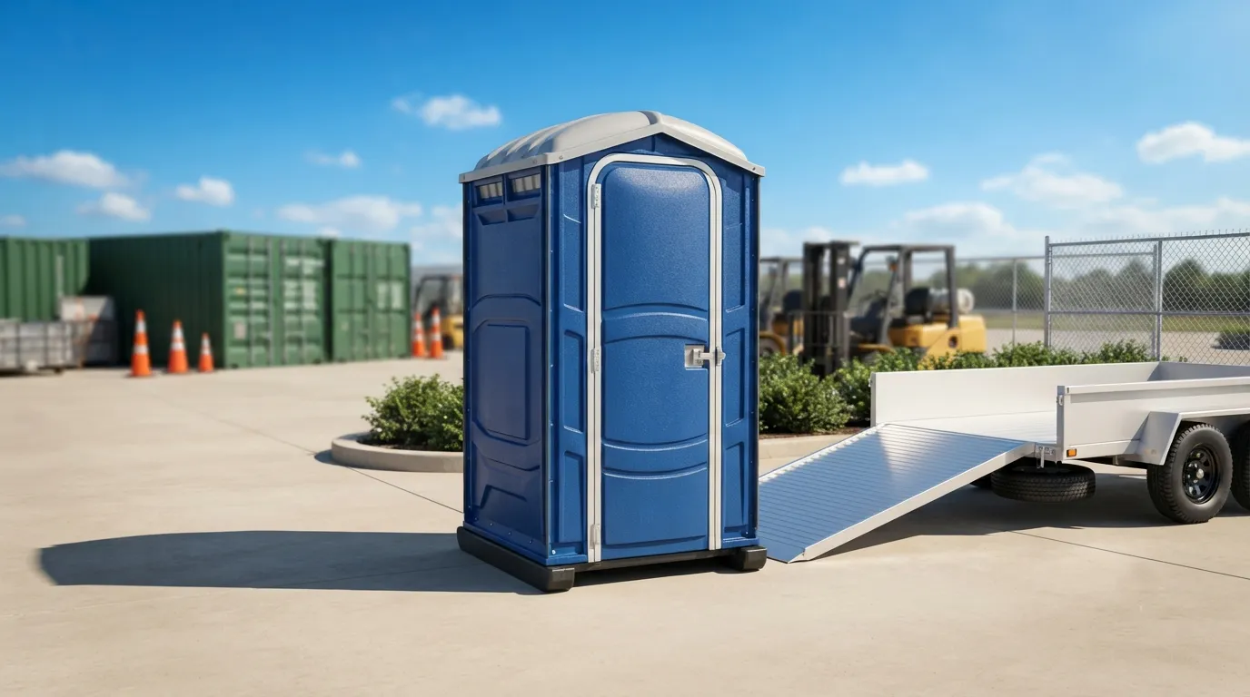 Portable restroom units delivered on a Greenville, SC work zone